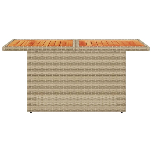 Table de jardin vidaXL 100 x 55 x 73 cm beige rotin poly et bois d'acacia