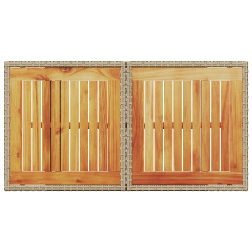 Table de jardin vidaXL 100 x 55 x 73 cm beige rotin poly et bois d'acacia