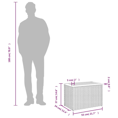 Tables d'appoint de jardin vidaXL 2 pièces 55 x 34 x 37 cm gris poly rotin bois massif