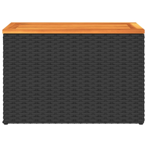 vidaXL Garden Side Tables 2pcs Black 55x34x37cm Poly Rattan Solid Wood