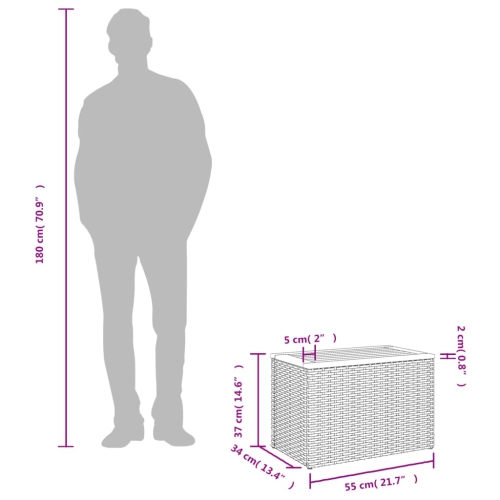 vidaXL Garden Side Tables 2pcs Black 55x34x37cm Poly Rattan Solid Wood