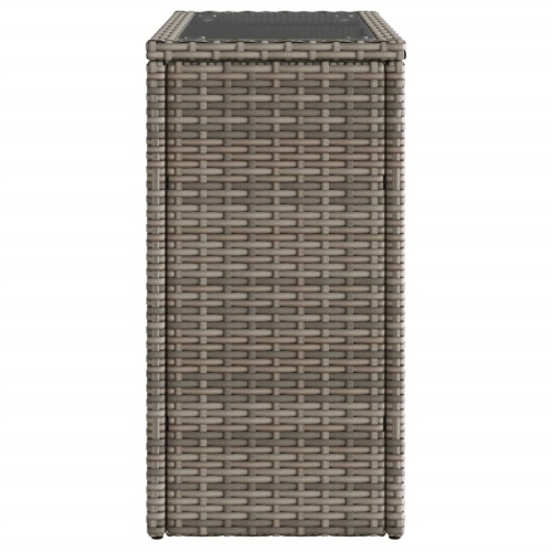 vidaXL Garden Side Table with Glass Top Grey 58x27.5x55 cm Poly Rattan