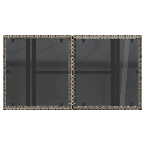 vidaXL Garden Table with Glass Top Grey 100x55x73 cm Poly Rattan