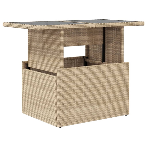Table de jardin vidaXL avec surface en verre beige 100 x 55 x 73&nbsp;cm poly rotin