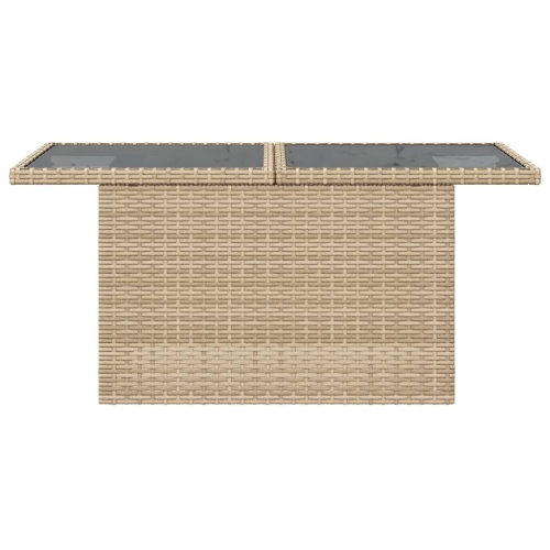 Table de jardin vidaXL avec surface en verre beige 100 x 55 x 73 cm poly rotin