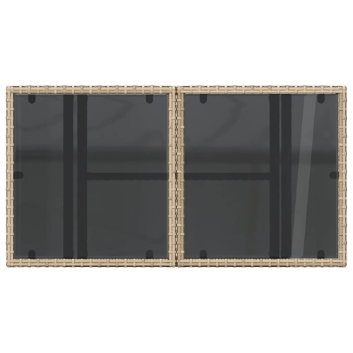 Table de jardin vidaXL avec surface en verre beige 100 x 55 x 73 cm poly rotin