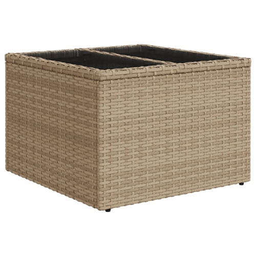 Table de jardin vidaXL avec surface en verre beige 55 x 55 x 37 cm poly rotin