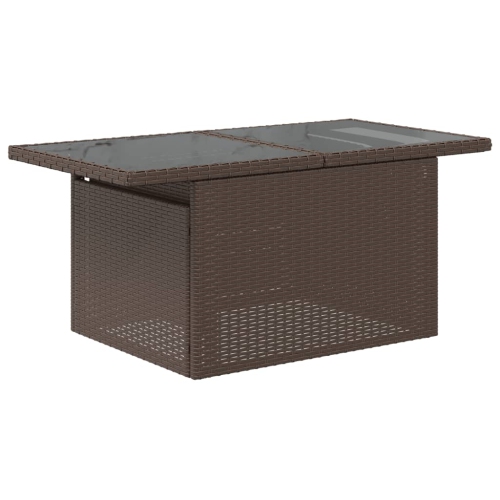 Table de jardin vidaXL avec surface en verre 100 x 55 x 73 cm brun rotin polyester