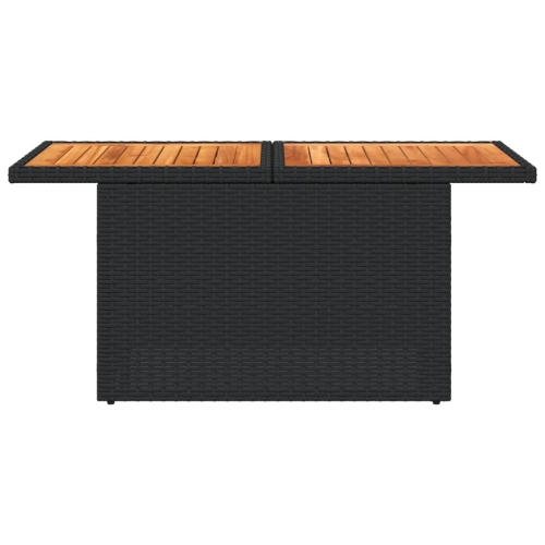vidaXL Garden Table Black 100x55x73 cm Poly Rattan and Acacia Wood