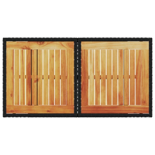 vidaXL Garden Table Black 100x55x73 cm Poly Rattan and Acacia Wood