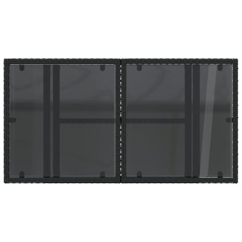 vidaXL Garden Table with Glass Top Black 100x55x73 cm Poly Rattan