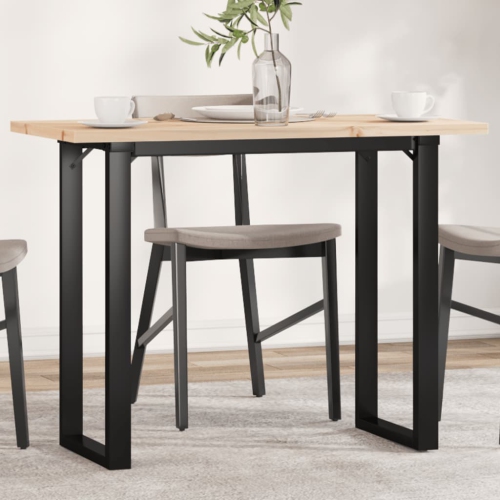 vidaXL Dining Table O-Frame 100x50x75.5 cm Solid Wood Pine and Steel