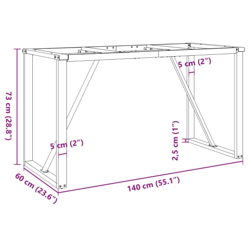 vidaXL Dining Table Legs O-Frame 140x60x73 cm Steel