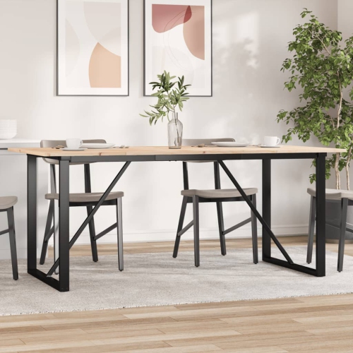 vidaXL Dining Table O-Frame 180x90x75 cm Solid Wood Pine and Steel