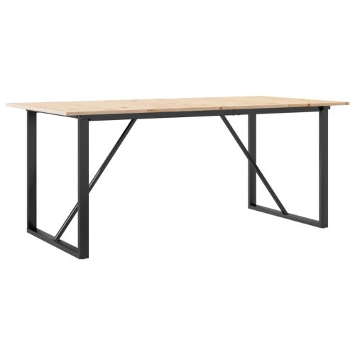 vidaXL Dining Table O-Frame 180x90x75 cm Solid Wood Pine and Steel