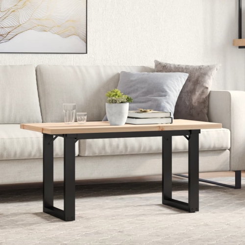vidaXL Coffee Table O-Frame 100x50x45.5 cm Solid Wood Pine and Steel