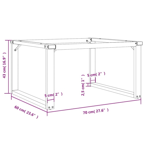Pieds de table basse vidaXL Cadre en O en acier 70 x 60 x 43&nbsp;cm