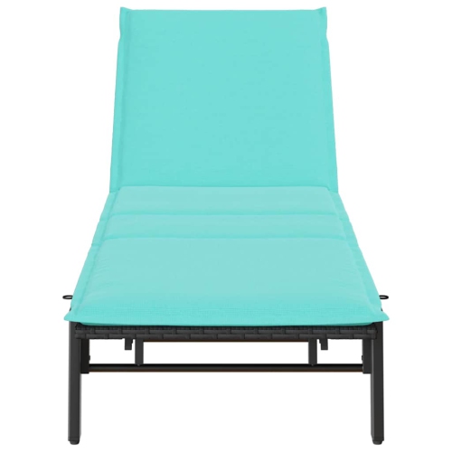 vidaXL Sun Lounger with Cushion Black Poly Rattan