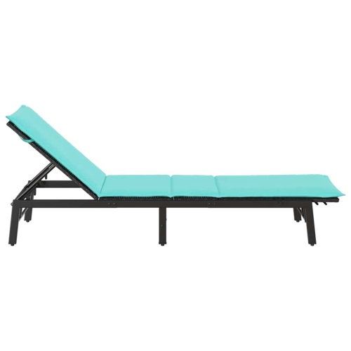 vidaXL Sun Lounger with Cushion Black Poly Rattan