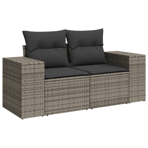 vidaXL 5 Piece Garden Sofa Set with Cushions Grey Poly Rattan