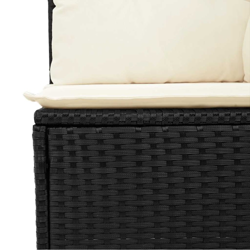 vidaXL Garden Sofa Corner with Cushions Black Poly Rattan