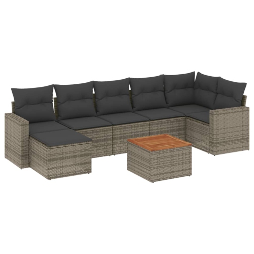 vidaXL 8 Piece Garden Sofa Set with Cushions Grey Poly Rattan
