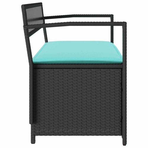 vidaXL Garden Storage Bench with Cushion Black Poly Rattan