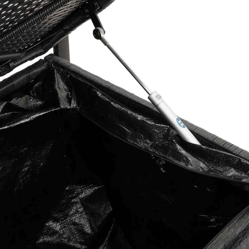 vidaXL Garden Storage Bench with Cushion Black Poly Rattan