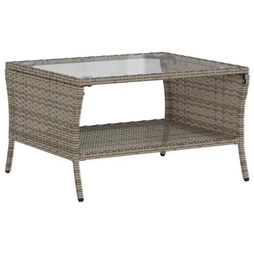 vidaXL Garden Sofa 2-Seater with Cushions&Table Grey Poly Rattan