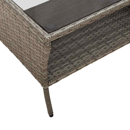 vidaXL Garden Sofa 2-Seater with Cushions&Table Grey Poly Rattan
