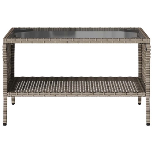 vidaXL Garden Sofa 2-Seater with Cushions&Table Grey Poly Rattan