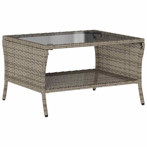 vidaXL Garden Sofa 2-Seater with Cushions&Table Grey Poly Rattan