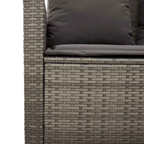 vidaXL Garden Sofa 2-Seater with Cushions&Table Grey Poly Rattan