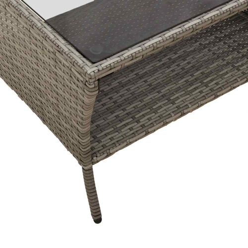 vidaXL Garden Sofa 2-Seater with Cushions&Table Grey Poly Rattan