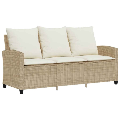 Divan de jardin vidaXL 3 places avec coussins et table beige poly rotin