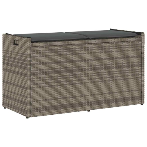 VIDAXL  Outdoor Storage Bench With Cushion 100 Cm Poly Rattan In Grey