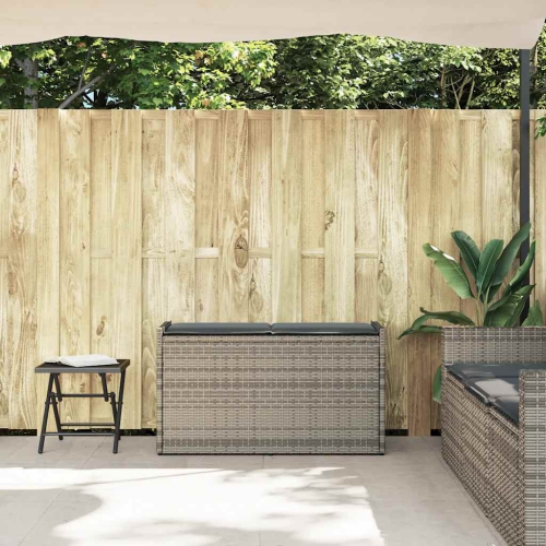 vidaXL Outdoor Storage Bench with Cushion Grey 100 cm Poly Rattan