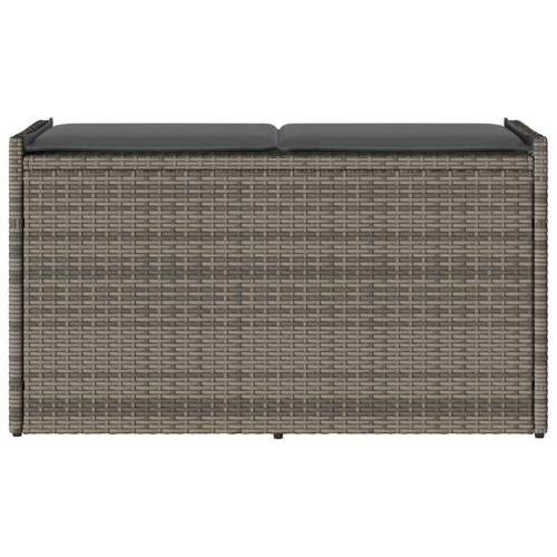 vidaXL Outdoor Storage Bench with Cushion Grey 100 cm Poly Rattan
