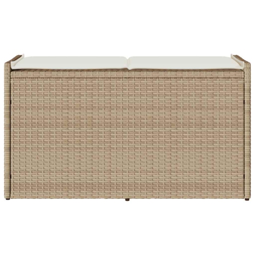 vidaXL Outdoor Storage Bench with Cushion Beige 100 cm Poly Rattan