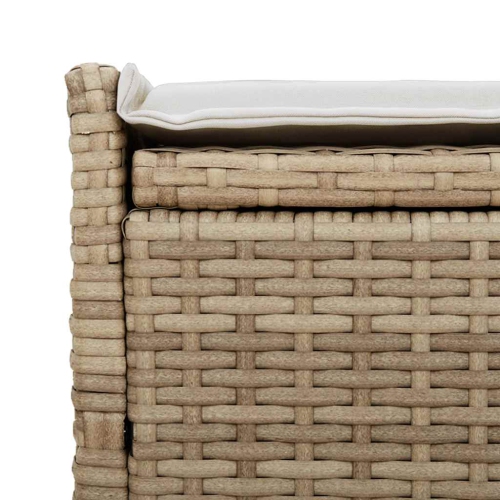 vidaXL Outdoor Storage Bench with Cushion Beige 100 cm Poly Rattan