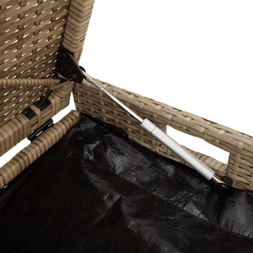 vidaXL Outdoor Storage Bench with Cushion Beige 100 cm Poly Rattan