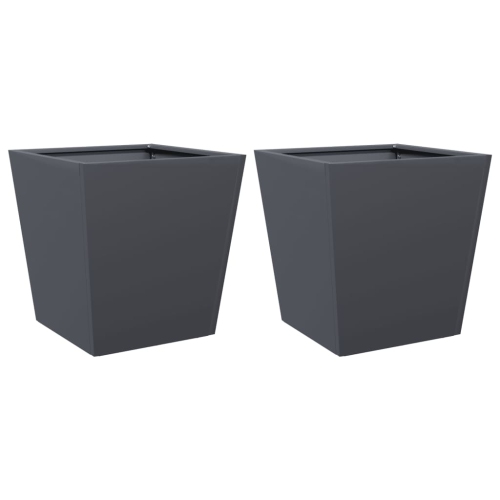 vidaXL Garden Planters Anthracite 2 pcs 40x40x40 cm Steel
