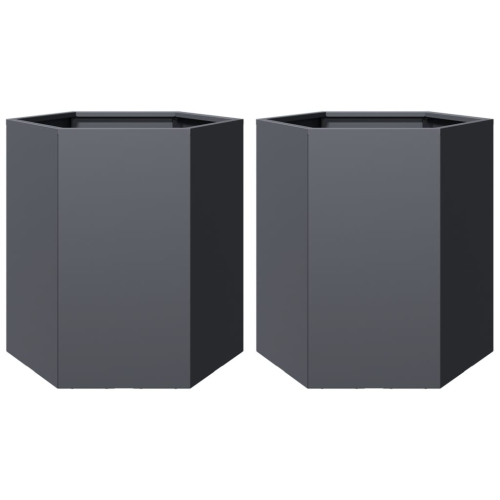vidaXL Garden Planter 2 pcs Anthracite Hexagon 46x40x45 cm Steel