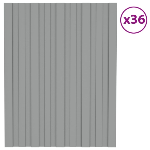vidaXL Roof Panels 36 pcs Galvanised Steel Grey 60x45 cm
