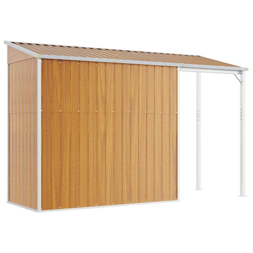 vidaXL Garden Shed with Extended Roof Light Brown 277x107x181cm Steel