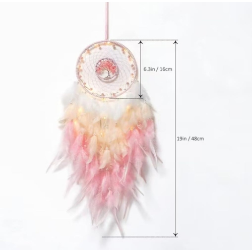 Dream Catchers - Pink Tree of Life Crystal Dream Catcher for Girls & Boys Kids Room Decor - Boho Wall Hanging