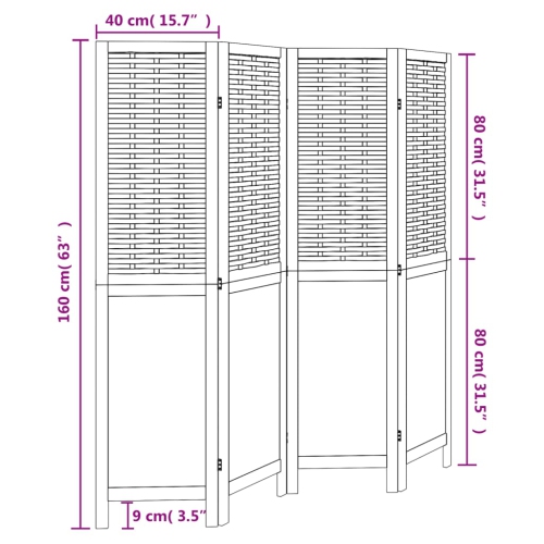 VidaXL – Séparateur de pièce à 4 panneaux en bois massif blanc Paulownia