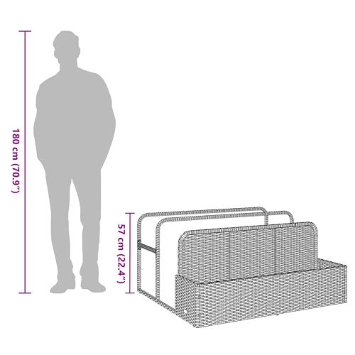 vidaXL Poolside Float Storage Black 110x100x57 cm Poly Rattan