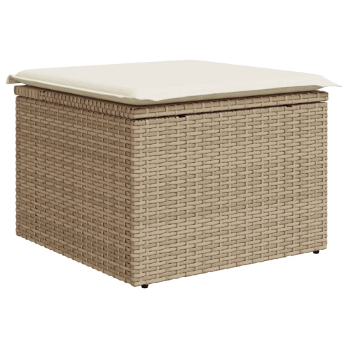 VIDAXL  Garden Stool With Cushion 55X55X37 Cm Poly Rattan In Beige