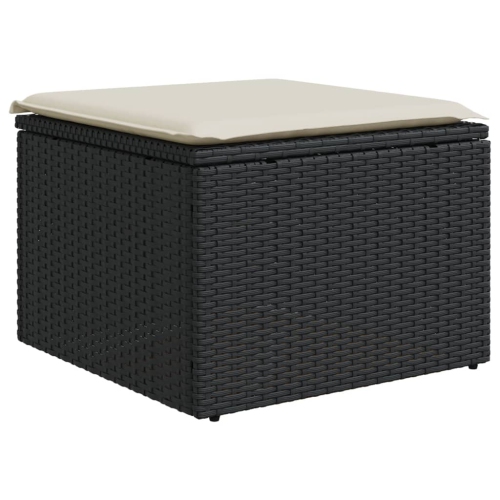 VIDAXL  Garden Stool With Cushion 55X55X37 Cm Poly Rattan In Black